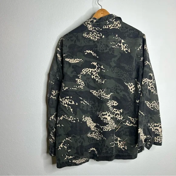 Zadig & Voltaire Kansas Camo Leo Animal Print Utility Jacket Size XS/S Oversized - Picture 7 of 15